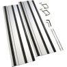 Anodowana aluminiowa szyna prowadząca, matowe srebrne wykończenie. Powierzchnie ślizgowe z PTFE. Ochrona przed wiórami z twardej gumy zapewnia czyste krawędzie tnące. Paski z gumy piankowej prowadzonej w celu zapewnienia niepożądanego przesuwania się na obrabianym przedmiocie.