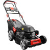 Kosiarka spalinowa z 4-suwowym silnikiem Power Engine, elektrycznym rozruchem z akumulatorem litowo-jonowym, rewersem. Ergonomicznie ukształtowany uchwyt, 8-pozycyjna centralna regulacja wysokości koszenia, 62-litrowy kosz. Podwozie z blachy stalowej malowane proszkowo.