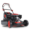 Kosiarka spalinowa z 4-suwowym silnikiem Power-Engine i centralną 7-pozycyjną regulacją wysokości koszenia. Ergonomicznie ukształtowany uchwyt kierowniczy, 60-litrowy kosz na trawę, napęd na koła.