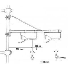 Ramię obrotowe do wciągarki linowej 1200 100-600 kg
