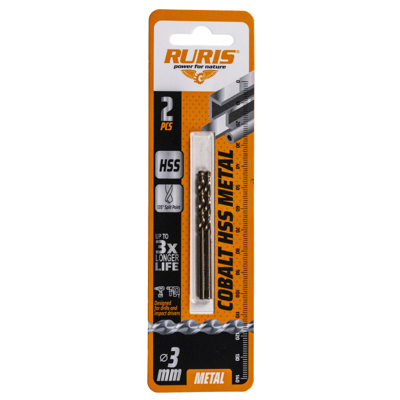 Wiertło do metalu Kobalt HSS 3 mm, 2 ks