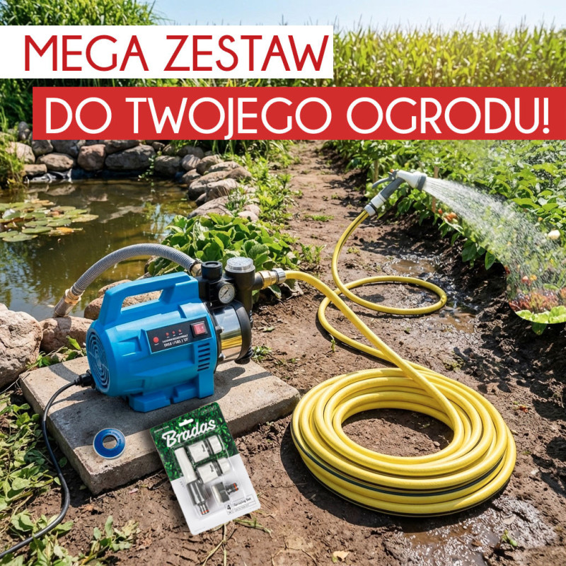 Zestaw Domowy dystrybutor wody HWA 1100.1 VF + Wąż ogrodowy 25 m + Akcesoria do podlewania Zestaw Domowy dystrybutor wody HWA 1100.1 VF + Wąż ogrodowy 25 m + Akcesoria do podlewania